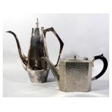 AE Poston & Co Limited Hammered Tea/Coffee Pot 5.5"H And Unmarked Hammered Coffee/Tea Pot 11.5"H