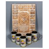Beeropoly Game Board And Falstaff Tin Mugs, Qty 5