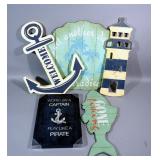 Lake House Wall Decor, Lighthouse, Anchor, Fish, Shell, Sizes Range 23" x 10.5" - 8" x 24"