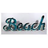 Vintage Metal "Beach" Marquee Sign, 38"W x 13"H, Welded Light Holes