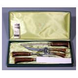 Vintage Everbrite Italian Carving Set with Antler-Style Handles
