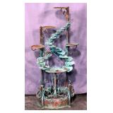 Rustic Copper Sculptural Cascading Garden Landscape Fountain, 29.5"W x 60"H, 25" Basin