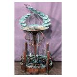 Rustic Copper Sculptural Cascading Garden Landscape Fountain, 22"W x 47"H, 24"W Basin, Includes Pump
