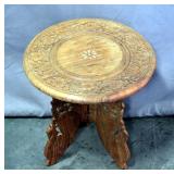 Vintage Hand Carved Ornate Indian Folding Book / Bible / Plant Stand, 12"Dia x 12"H