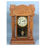 E. Ingraham Co Gingerbread Parlor Mantel Clock, 14.5"W x 23"H