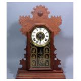 E. Ingraham Co Gingerbread Parlor Mantel Clock with Alarm, 14.5"W x 21.5"H