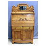 Antique Secretary Desk with Mirror and Cabinet