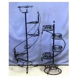 6-Tier Scroll Design Metal Plant Stand 49"H, and 4-Tier Metal Plant Stand with Scroll Design, 39"H