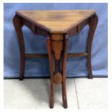 Unique Arts and Crafts Triangular Accent Table with Scalloped Edges, 28"W x 27.5"H x 21"D, and Trian