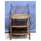 Vintage 3-Tier Lyre Side Table Shelf, 22"W x 35.5"H x 14"D