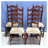Ladderback Dining Chairs with Woven Rush Seats, Qty 4