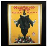 "Vov" Pezziol Padova Italian Liqueur Advertising Clown Copy of the Original Poster, Framed, 34"W x 4
