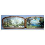 Original Acrylic on Paper Landscape Painting, Signed but Illegible, Framed, 39.5"W x 21.5"H, & R Atk