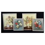 Averill Framed Floral and Still Life Prints, Qty 4, 11"W x 13"H and 16"W x 18"H