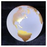 Frosted Crystal World Globe Paperweight, Signed "Covi WE8771.7.00.11", Approximately 3.25"H
