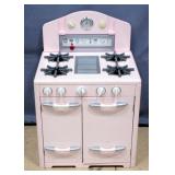 Pottery Barn Kids Petal Pink Retro Style Kitchen Range Stove Oven with Quartz Clock, Ticking Timer, 