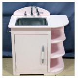Pottery Barn Kids Petal Pink Retro Style Stainless Steel Kitchen Sink, Holds Water, Removes Easily f