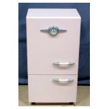Pottery Barn Kids Petal Pink Retro Style Icebox Refrigerator with 2 Doors, Adjustable Shelf, and Fau