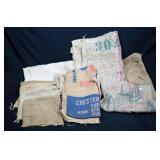 Large Assortment of Vintage Collectible Burlap Sacks, Rail Road Beanbags, Qty 10, Browns Great North