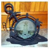 Nautical Themed Iron Candle Holder With Glass Light House Shade 12" x 13"
