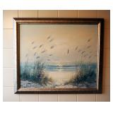 Framed Seaside Oil Painting, 24"x 28"