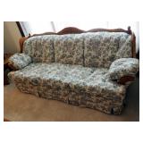 Upholstered Sofa Trimmed With Solid Wood, 38"H x 91"W x 37"D