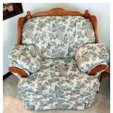 Upholstered Over Sized Chair With Solid Wood Trim, 38"H x 43"W x 35"D
