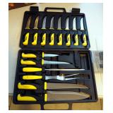 Stanley Carving Set Complete With Cutting Board And Travel Case And Buck Sharpening Stone And Oil