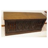 Console Electrophonic Radio, Garrard Turntable And 8 Track Cartridge Player With 8 Track Tapes 27"H 