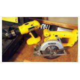 Dewalt Cordless 1/2" Drill And 5 3/8" Trim Saw, Includes Charger And Plastic Case