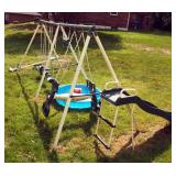 Flexible Flyer Back Yard Swing Set With Slide And Plastic Baby Pool