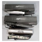 Knives, Qty 3, MTech MT-20-36BS Fixed Blade Knives with Sheaths & 12" Serrated Blades, Qty 2, and Ma