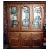 Solid Wood, Leaded Beveled Glass, Lighted China Hutch, 78"x 60" x 18"