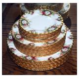 Royal Albert English Bone China, Celebration Pattern, 8 place settings, Saucer, Salad And Dinner Pla