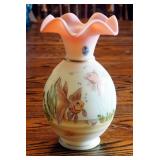 Fenton Burmese "Veil Tail Habitat" Vase 1128/2500, 9", Signed By Artist Sharon Hart