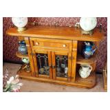 Solid Wood Side Bar With Leaded Glass Doors, 34" x 52" x 14