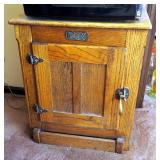 Antique White Clad Wood Ice Box, Contents Not Included, 26" x 22" x 16"