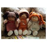 Vintage Cabbage Patch Qty. 3, Includes Original Clothing And Birth Certificates