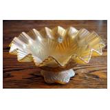 Fenton Amber Iridescent Footed 9" Bowl