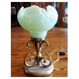 Fenton Willow Green Opalescent Bowl Lamp, 11.5"