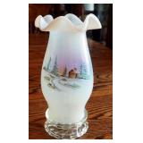 Fenton Winter Aura French Opalescent Hurricane Candle Holder, 10.5"