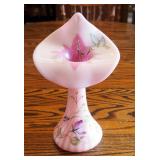 Fenton New Century Collection, Hand Painted Opaque Pink Jack In the Pulpit Tulip Vase, 11", Signed B
