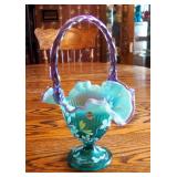 Fenton New Century XXI Collection Glass Basket, 10", Signed By Artists
