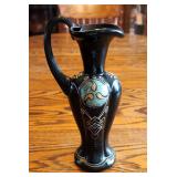 Fenton Black Ewer Pitcher, 10", Signed By Artist B. Huggins And Numbered 300/850