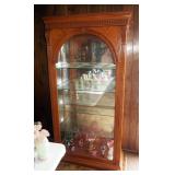 Solid Wood Lighted Display Cabinet With Sliding Glass Panel Door, 80" x 42" x 16"