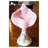 Fenton Glass Messenger 1988 Burmese Rose Jack In The Pulpit # 2012 Hand Painted Signed By Artist, 11