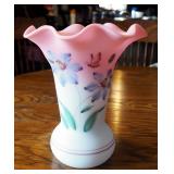 Fenton Honor Collection 2001 Blue Burmese Vase, Hand Painted And Signed By Artist, #1112/2500, 10" T