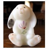 Fenton White Satin Kitty, Duck, Bird, And Bunny Hand Painted And Signed By Artist, 4", QTY 4