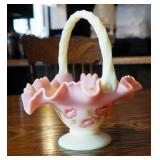 Fenton Presidents Collection,100 year, In Memory Of Bill Fenton, Burmese, Hand Painted Basket, #69/1