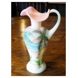 Fenton Land Mark Collection, Burmese, HP Mellon Pitcher, Hand Painted Signed By Artist, 9"